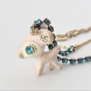 RARE Betsey Johnson ‘Snow Angel’ Pink Glitter Reindeer Necklace